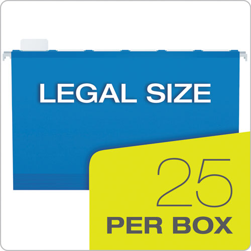 Image of Pendaflex® SureHook Reinforced Extra-Capacity Hanging Box File, 1 Section, 2" Capacity, Legal Size, 1/5-Cut Tabs, Blue, 25/Box