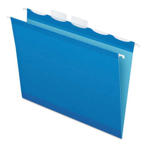 Image of Pendaflex® Ready-Tab Colored Reinforced Hanging Folders, Letter Size, 1/5-Cut Tabs, Blue, 25/Box