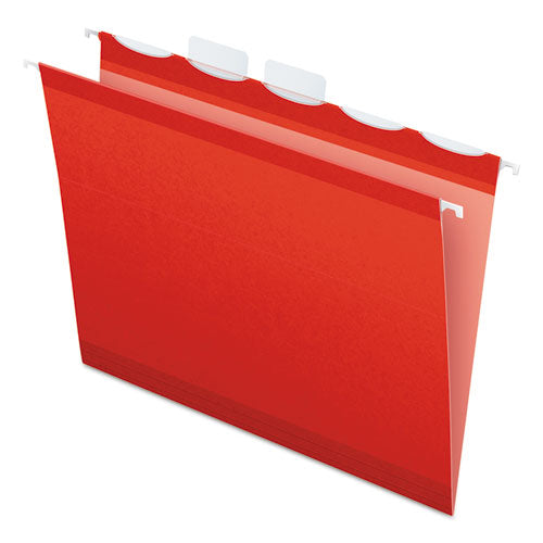 Image of Pendaflex® Ready-Tab Colored Reinforced Hanging Folders, Letter Size, 1/5-Cut Tabs, Red, 25/Box