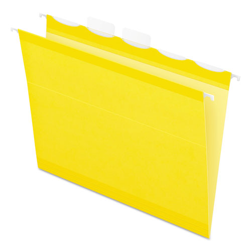 Image of Pendaflex® Ready-Tab Colored Reinforced Hanging Folders, Letter Size, 1/5-Cut Tabs, Yellow, 25/Box