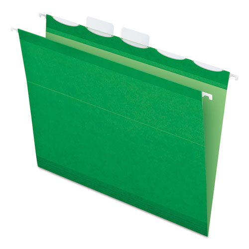 Image of Pendaflex® Ready-Tab Colored Reinforced Hanging Folders, Letter Size, 1/5-Cut Tabs, Bright Green, 25/Box