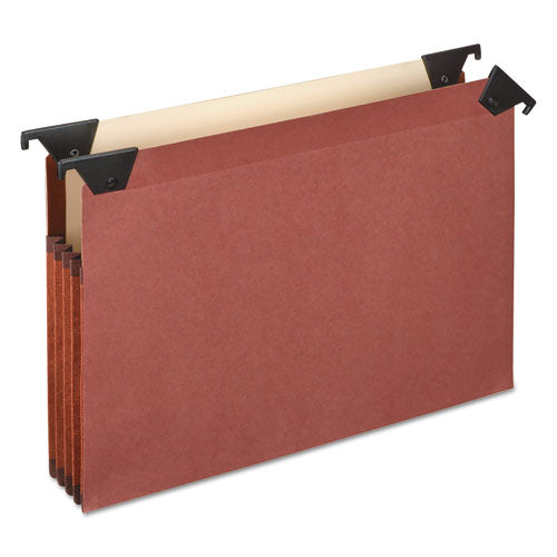 Image of Pendaflex® Premium Expanding Hanging File Pockets with Swing Hooks and Dividers, 3 Dividers with 1/3-Cut Tabs, Letter Size, Brown, 5/Box
