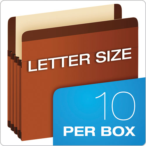 Image of Pendaflex® Premium Reinforced Expanding File Pockets, 3.5" Expansion, Letter Size, Red Fiber, 10/box