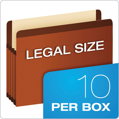 Image of Pendaflex® Premium Reinforced Expanding File Pockets, 3.5" Expansion, Legal Size, Red Fiber, 10/box
