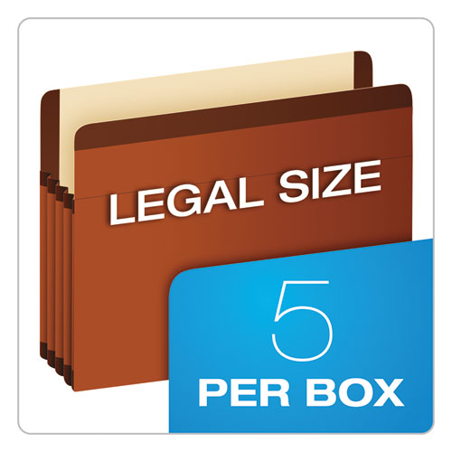 Image of Pendaflex® Premium Reinforced Expanding File Pockets, 5.25" Expansion, Letter Size, Red Fiber, 5/box