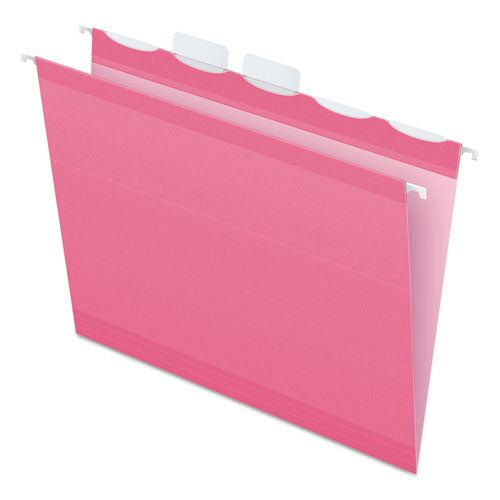 Image of Pendaflex® Ready-Tab Colored Reinforced Hanging Folders, Letter Size, 1/5-Cut Tabs, Pink, 20/Box