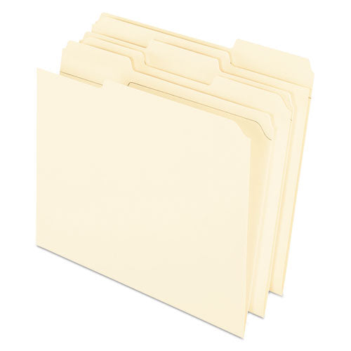Image of Pendaflex® Reinforced Top File Folders, 1/3-Cut Tabs: Assorted Positions, Letter Size, Manila, 100/Box