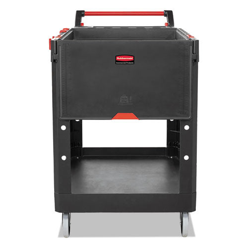 Image of Rubbermaid® Commercial Heavy Duty Adaptable Utility Cart, Plastic, 2 Shelves, 500 lb Capacity, 25.2" x 51.5" x 36", Black