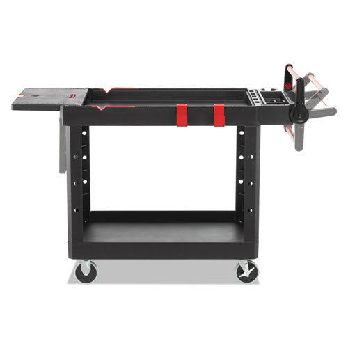 Image of Rubbermaid® Commercial Heavy Duty Adaptable Utility Cart, Plastic, 2 Shelves, 500 lb Capacity, 25.2" x 51.5" x 36", Black
