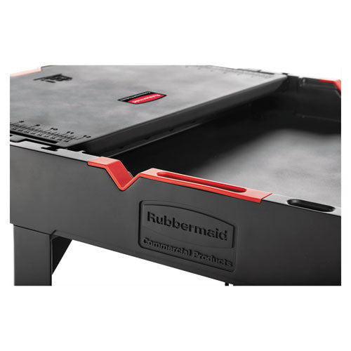 Image of Rubbermaid® Commercial Heavy Duty Adaptable Utility Cart, Plastic, 2 Shelves, 500 lb Capacity, 25.2" x 51.5" x 36", Black