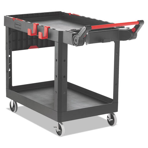 Image of Rubbermaid® Commercial Heavy Duty Adaptable Utility Cart, Plastic, 2 Shelves, 500 lb Capacity, 25.2" x 51.5" x 36", Black