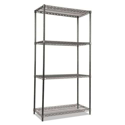 Image of Alera® Wire Shelving Starter Kit, Four-Shelf, 36w X 18d X 72h, Black Anthracite