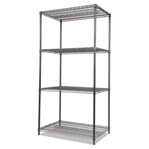 Image of Alera® Wire Shelving Starter Kit, Four-Shelf, 36w X 18d X 72h, Black Anthracite