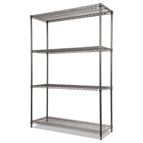 Image of Alera® Wire Shelving Starter Kit, Four-Shelf, 48w X 18d X 72h, Black Anthracite