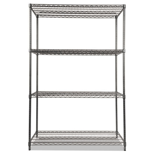 Image of Alera® Wire Shelving Starter Kit, Four-Shelf, 48w X 24d X 72h, Black Anthracite