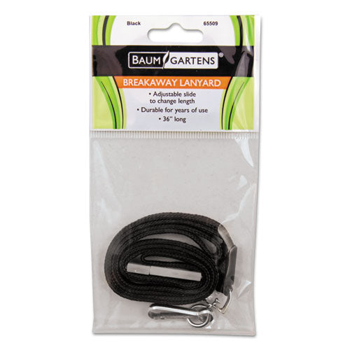 Image of SICURIX® Safety Breakaway Lanyard, Metal Hook Fastener, 36" Long, Black