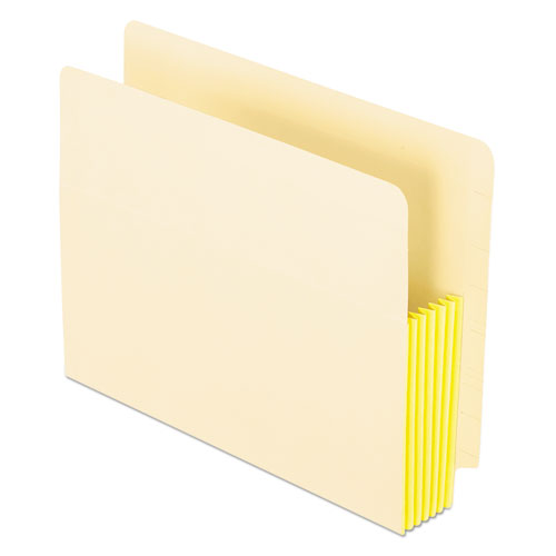 Image of Pendaflex® Manila Drop Front Shelf File Pockets with Rip-Proof-Tape Gusset Top, 5.25" Expansion, Letter Size, Manila, 10/Box