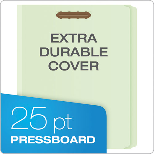 Image of Pendaflex® Heavy-Duty Pressboard Folders with Embossed Fasteners, Straight Tabs, 2" Expansion, 2 Fasteners, Letter Size, Green, 25/Box