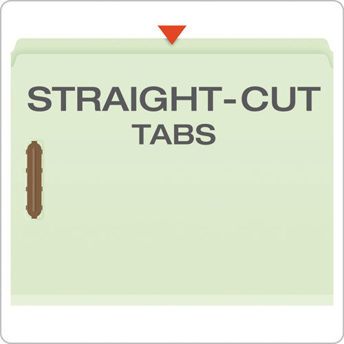 Image of Pendaflex® Heavy-Duty Pressboard Folders with Embossed Fasteners, Straight Tabs, 2" Expansion, 2 Fasteners, Letter Size, Green, 25/Box