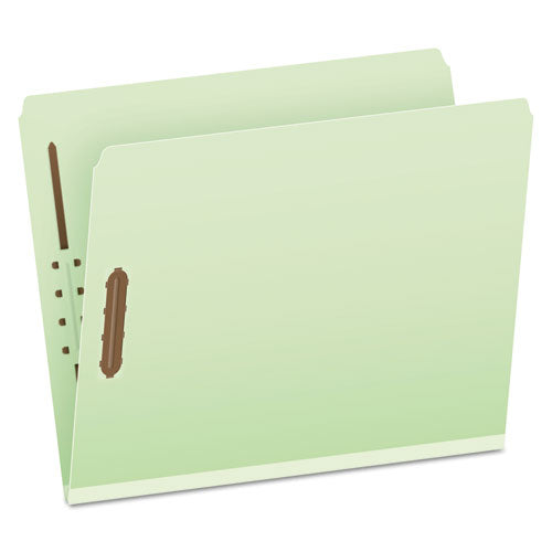 Image of Pendaflex® Heavy-Duty Pressboard Folders with Embossed Fasteners, Straight Tabs, 2" Expansion, 2 Fasteners, Letter Size, Green, 25/Box