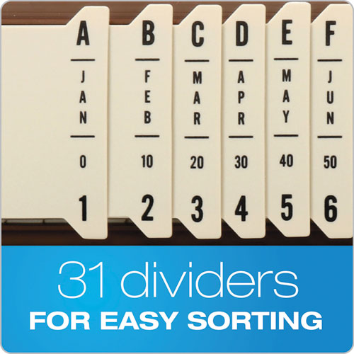 Image of Pendaflex® General Purpose Indexed Sorter, 31 Dividers, Alpha/Numeric/Month/Date/Day Index, Letter Size, Brown Frame