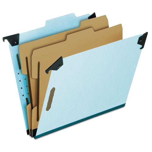 Image of Pendaflex® Hanging Classification Folders with Dividers, Letter Size, 2 Dividers, 2/5-Cut Exterior Tabs, Blue
