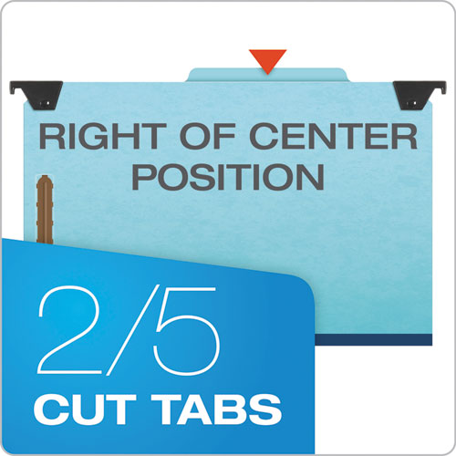 Image of Pendaflex® Hanging Classification Folders with Dividers, Legal Size, 2 Dividers, 2/5-Cut Exterior Tabs, Blue