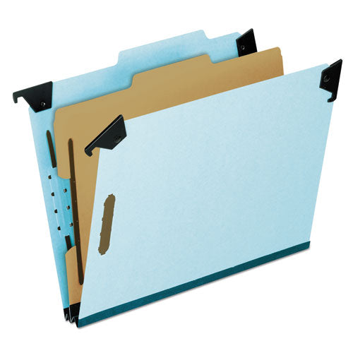 Image of Pendaflex® Hanging Classification Folders with Dividers, Letter Size, 1 Divider, 2/5-Cut Exterior Tabs, Blue