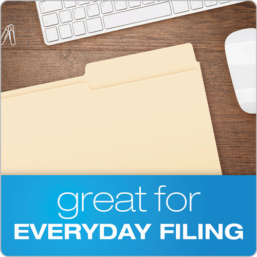 Image of Pendaflex® Manila File Folders, 1/2-Cut Tabs: Assorted, Letter Size, 0.75" Expansion, Manila, 100/Box