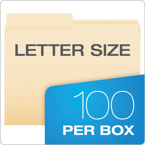 Image of Pendaflex® Manila File Folders, 1/2-Cut Tabs: Assorted, Letter Size, 0.75" Expansion, Manila, 100/Box
