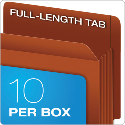 Image of Pendaflex® Heavy-Duty End Tab File Pockets, 3.5" Expansion, Letter Size, Red Fiber, 10/box