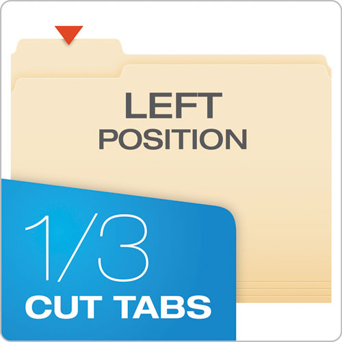 Image of Pendaflex® Manila File Folders, 1/3-Cut Tabs: Assorted, Letter Size, 0.75" Expansion, Manila, 100/Box
