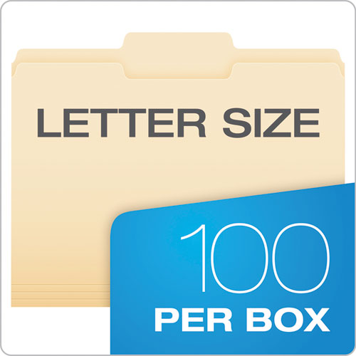 Image of Pendaflex® Manila File Folders, 1/3-Cut Tabs: Center Position, Letter Size, 0.75" Expansion, Manila, 100/Box