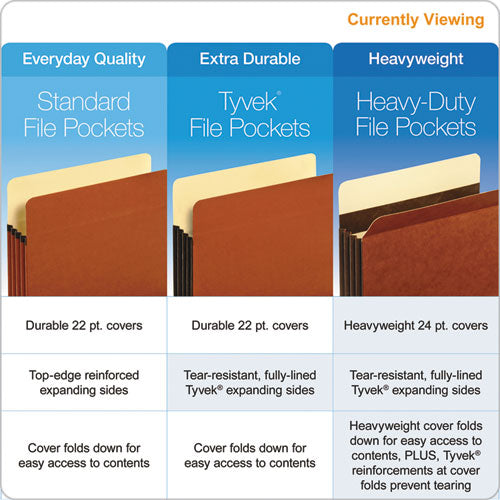 Image of Pendaflex® Extra-Wide Heavy-Duty File Pockets, 5.25" Expansion, Letter Size, Redrope, 10/Box