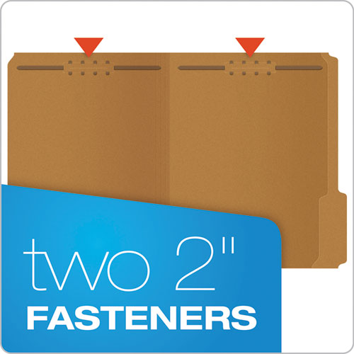 Image of Pendaflex® Kraft Fastener Folders, 1/3-Cut Tabs, 2 Fasteners, Letter Size, Kraft Exterior, 50/Box