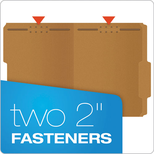 Image of Pendaflex® Kraft Fastener Folders, 2/5-Cut Tabs, 2 Fasteners, Letter Size, Kraft Exterior, 50/Box