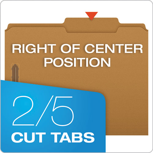 Image of Pendaflex® Kraft Fastener Folders, 2/5-Cut Tabs, 2 Fasteners, Letter Size, Kraft Exterior, 50/Box