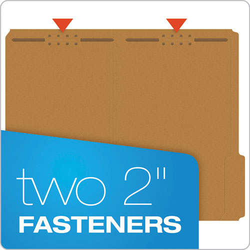 Image of Pendaflex® Kraft Fastener Folders, 1/3-Cut Tabs, 2 Fasteners, Legal Size, Kraft Exterior, 50/Box