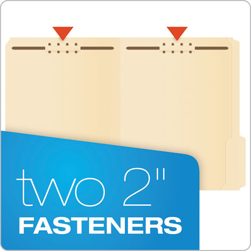 Image of Pendaflex® Manila Fastener Folders, 1/3-Cut Tabs, 2 Fasteners, Letter Size, Manila Exterior, 50/Box