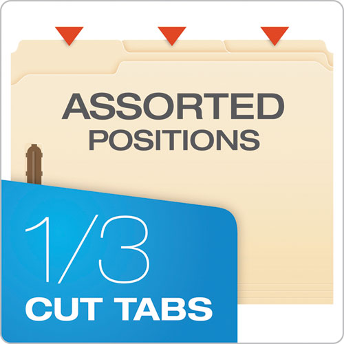 Image of Pendaflex® Manila Fastener Folders, 1/3-Cut Tabs, 2 Fasteners, Letter Size, Manila Exterior, 50/Box