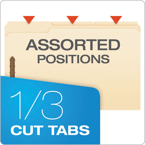 Image of Pendaflex® Manila Fastener Folders, 1/3-Cut Tabs, 2 Fasteners, Legal Size, Manila Exterior, 50/Box