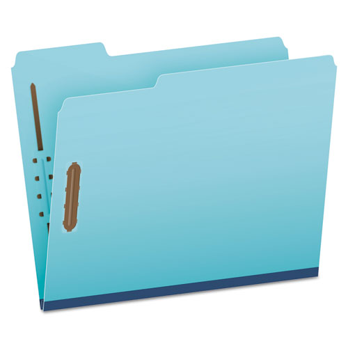 Image of Pendaflex® Heavy-Duty Pressboard Folders with Embossed Fasteners, 1/3-Cut Tabs, 1" Expansion, 2 Fasteners, Letter Size, Blue, 25/Box