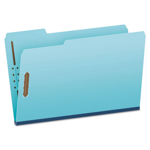 Image of Pendaflex® Heavy-Duty Pressboard Folders with Embossed Fasteners, 1/3-Cut Tabs, 1" Expansion, 2 Fasteners, Legal Size, Blue, 25/Box