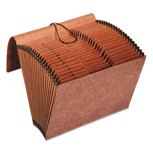 Image of Pendaflex® Heavy-Duty Expanding File with Reinforced Flap, 21 Sections, Elastic Cord Closure, 1/3-Cut Tabs, Letter Size, Redrope
