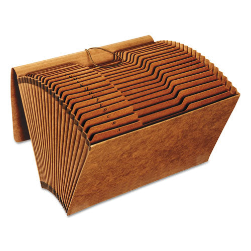 Image of Pendaflex® Heavy-Duty Expanding File with Reinforced Flap, 21 Sections, Elastic Cord Closure, 1/3-Cut Tabs, Legal Size, Redrope