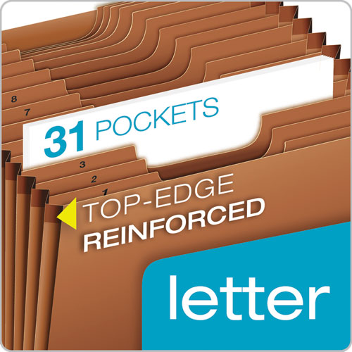 Image of Pendaflex® Heavy-Duty Open-Top Expanding Stadium File, 31 Sections, 1/3-Cut Tabs, Letter Size, Redrope