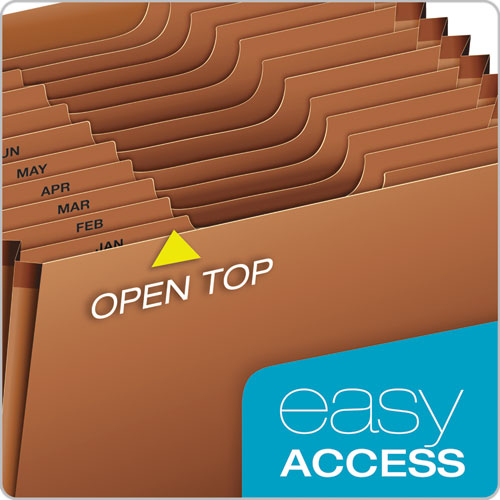 Image of Pendaflex® Heavy-Duty Open-Top Expanding Stadium File, 12 Sections, 1/3-Cut Tabs, Letter Size, Redrope
