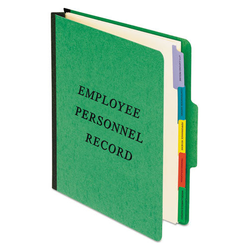 Image of Pendaflex® Vertical-Style Personnel Folders, 2" Expansion, 5 Dividers, 2 Fasteners, Letter Size, Green Exterior
