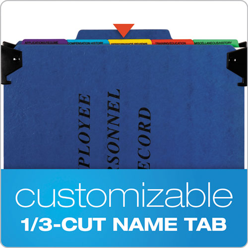 Image of Pendaflex® Hanging-Style Personnel Folders, 5 Dividers with 1/5-Cut Tabs, Letter Size, 1/3-Cut Exterior Tabs, Blue