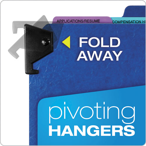 Image of Pendaflex® Hanging-Style Personnel Folders, 5 Dividers with 1/5-Cut Tabs, Letter Size, 1/3-Cut Exterior Tabs, Blue